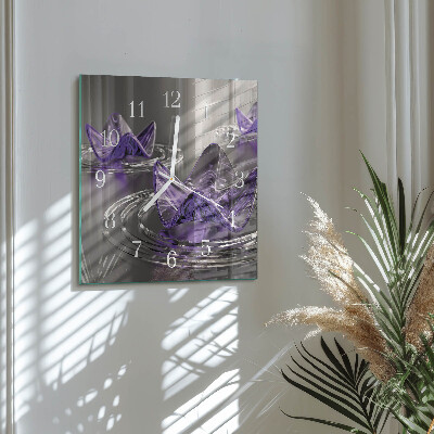 Orologio da parete quadrato Fiori di vetro
