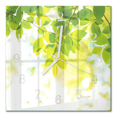 Orologio in vetro decorativo quadrato Foglie