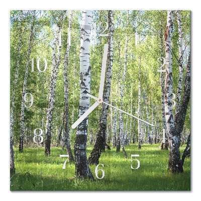 Orologio da parete quadrato Foresta di betulle