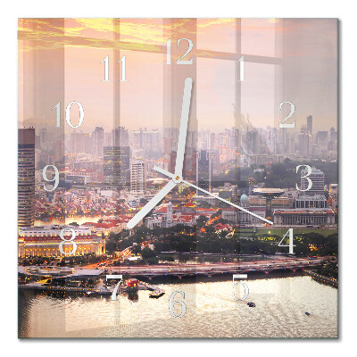 Quadrato orologio quadrato in vetro Città