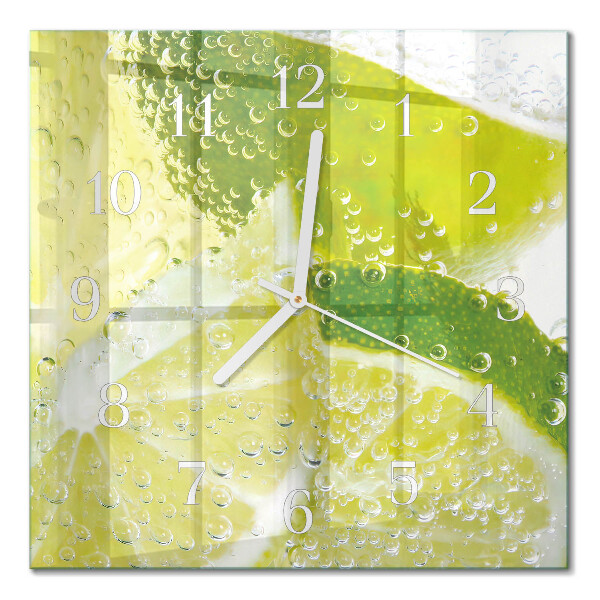 Quadrato orologio quadrato in vetro Acqua con lime