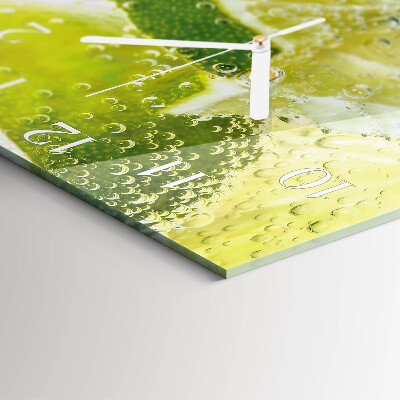 Quadrato orologio quadrato in vetro Acqua con lime