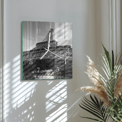 Orologio in vetro decorativo quadrato Torre Eiffel Parigi