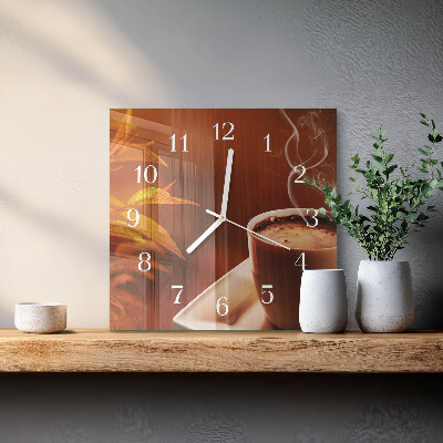 Quadrato orologio quadrato in vetro Caffè