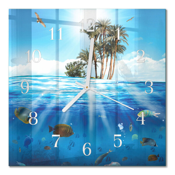 Orologio in vetro decorativo quadrato Isola dei Pesci