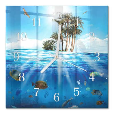 Orologio in vetro decorativo quadrato Isola dei Pesci