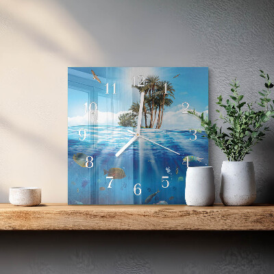Orologio in vetro decorativo quadrato Isola dei Pesci