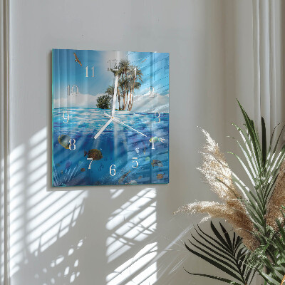 Orologio in vetro decorativo quadrato Isola dei Pesci