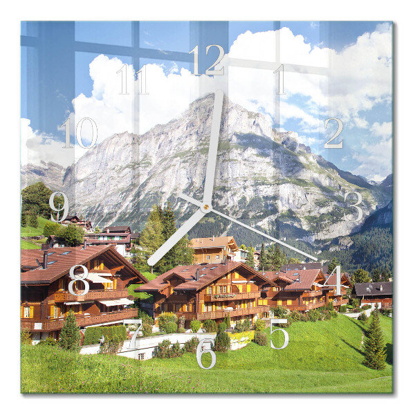 Orologio in vetro decorativo quadrato Montagne