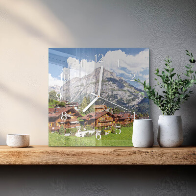 Orologio in vetro decorativo quadrato Montagne