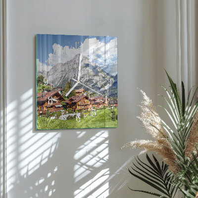 Orologio in vetro decorativo quadrato Montagne