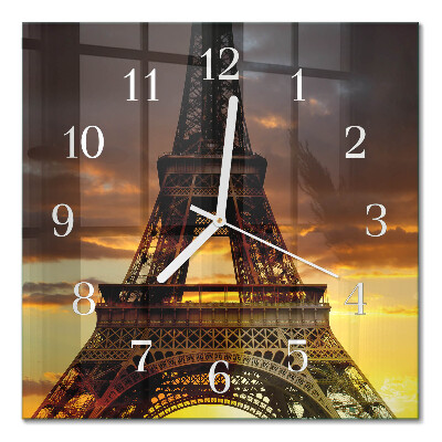 Quadrato orologio quadrato in vetro Torre Eiffel Parigi