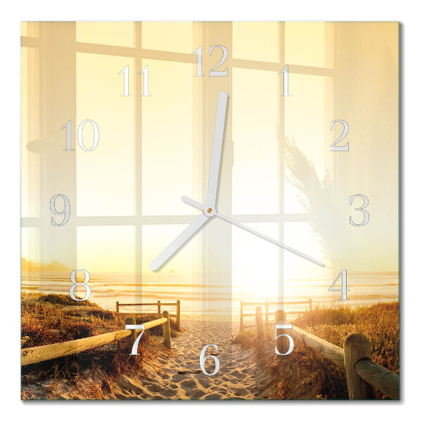 Quadrato orologio quadrato in vetro Sentiero della spiaggia