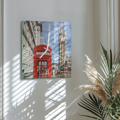 Orologio in vetro decorativo quadrato Cabina telefonica rossa