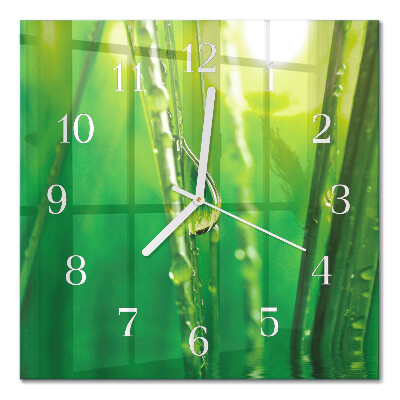 Orologio in vetro decorativo quadrato Gocce sull'erba