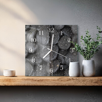 Orologio in vetro decorativo quadrato Acqua di pietre