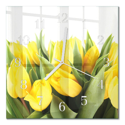 Quadrato orologio quadrato in vetro Tulipani