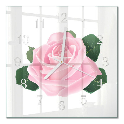 Orologio in vetro decorativo quadrato Rosa