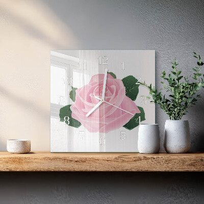 Orologio in vetro decorativo quadrato Rosa