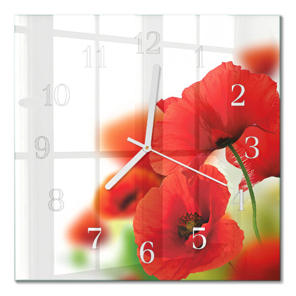 Orologio in vetro decorativo quadrato Papaveri