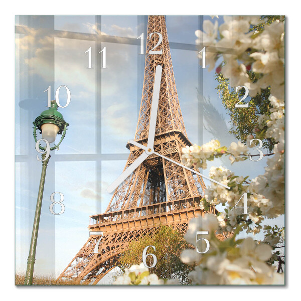 Quadrato orologio quadrato in vetro Torre Eiffel Parigi