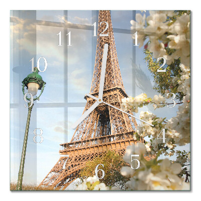 Quadrato orologio quadrato in vetro Torre Eiffel Parigi