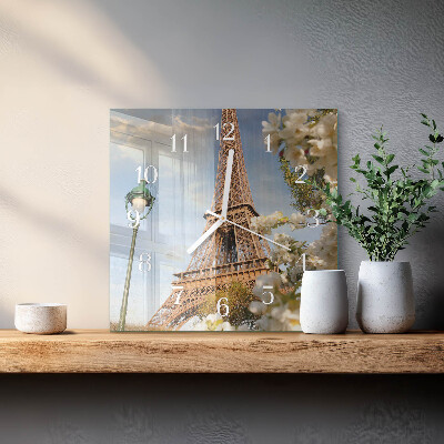 Quadrato orologio quadrato in vetro Torre Eiffel Parigi