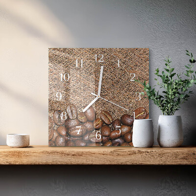 Quadrato orologio quadrato in vetro Chicchi di caffè