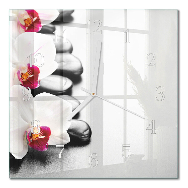 Quadrato orologio Pietre e orchidee