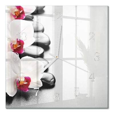 Quadrato orologio Pietre e orchidee