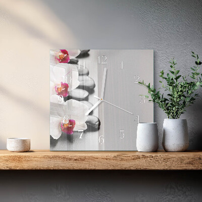 Quadrato orologio Pietre e orchidee