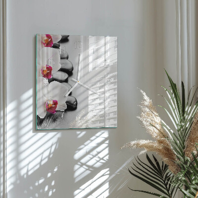 Quadrato orologio Pietre e orchidee