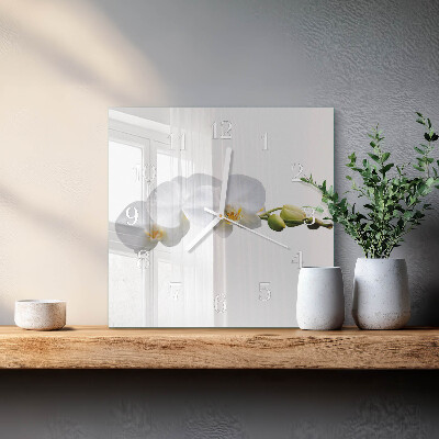 Orologio in vetro decorativo quadrato Orchidea