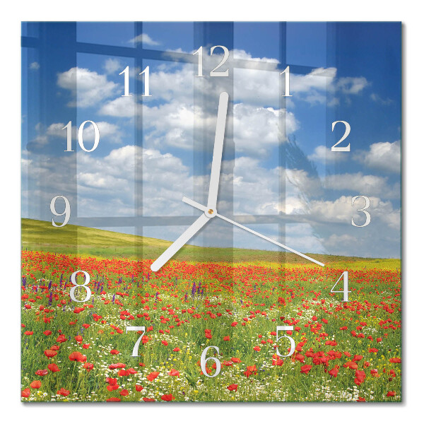 Orologio da parete quadrato Campo di papaveri