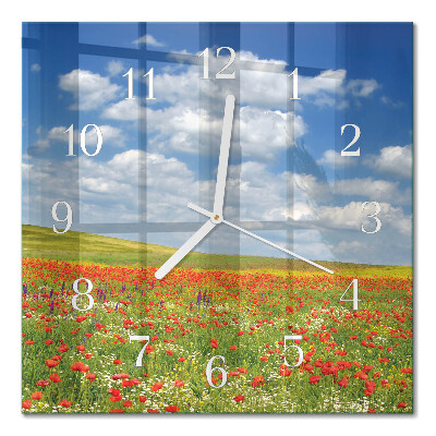 Orologio da parete quadrato Campo di papaveri