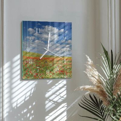 Orologio da parete quadrato Campo di papaveri