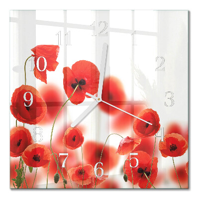 Orologio in vetro decorativo quadrato Papaveri