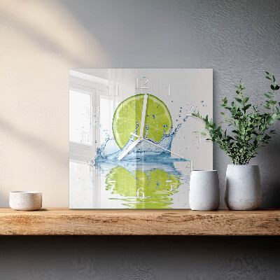 Orologio da parete quadrato Acqua con lime
