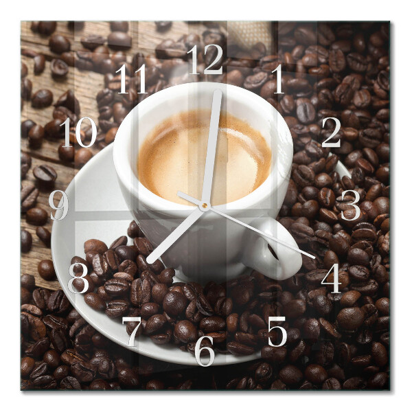 Quadrato orologio Una tazza di caffè