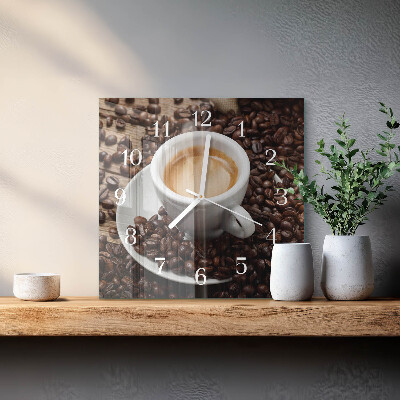 Quadrato orologio Una tazza di caffè