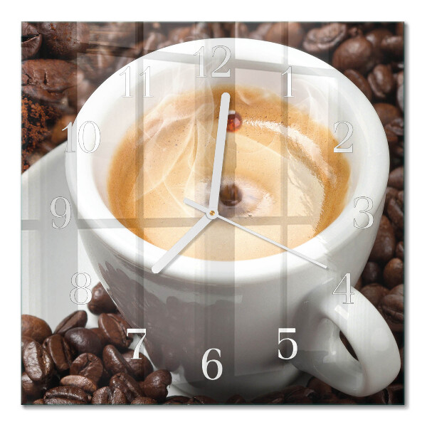 Quadrato orologio quadrato in vetro Una tazza di caffè