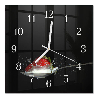 Quadrato orologio quadrato in vetro Fragola