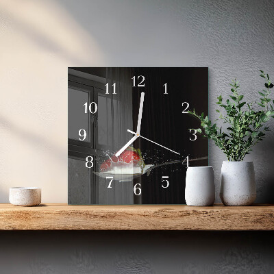 Quadrato orologio quadrato in vetro Fragola