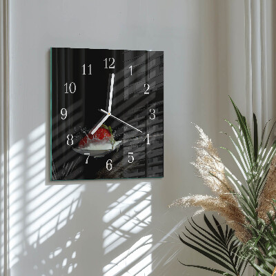 Quadrato orologio quadrato in vetro Fragola