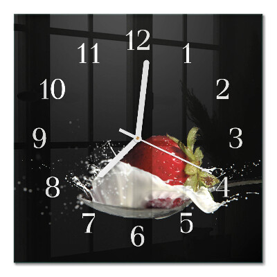 Orologio in vetro decorativo quadrato Fragola