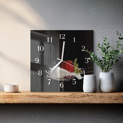 Orologio in vetro decorativo quadrato Fragola