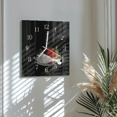 Orologio in vetro decorativo quadrato Fragola