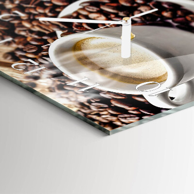 Quadrato orologio quadrato in vetro Una tazza di caffè