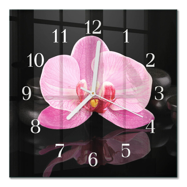 Quadrato orologio quadrato in vetro Orchidea