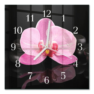 Quadrato orologio quadrato in vetro Orchidea